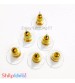 Earring Studs 6mm - Flat with Stoppers - Golden - 2 Pairs